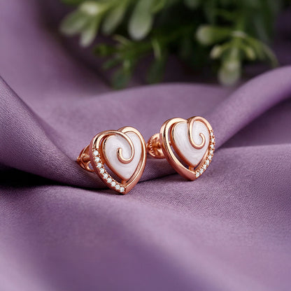 Rose Gold Crazy Heart Stud Earrings