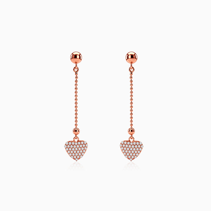 Rose Gold Dotted Heart Danglers