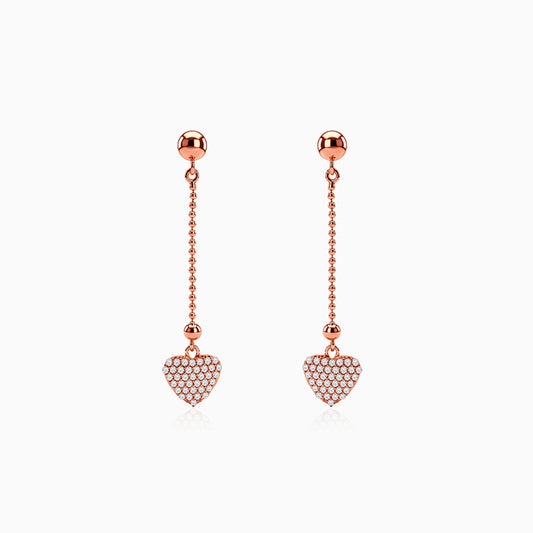 Rose Gold Dotted Heart Danglers
