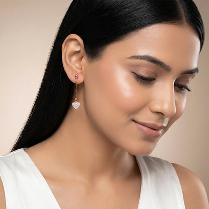 Rose Gold Dotted Heart Danglers