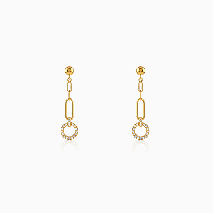 Golden Halo Drop Chain Earrings