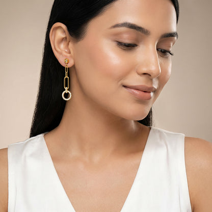 Golden Halo Drop Chain Earrings