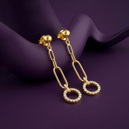 Golden Halo Drop Chain Earrings