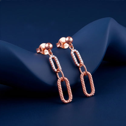 Rose Gold Paperclip Drip Earrings