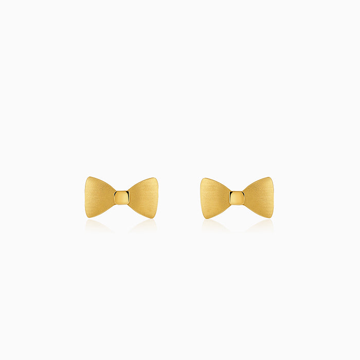 Golden Bow Love Stud Earrings