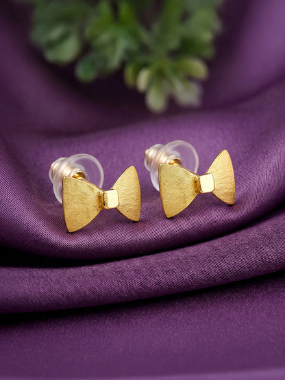 Golden Bow Love Stud Earrings