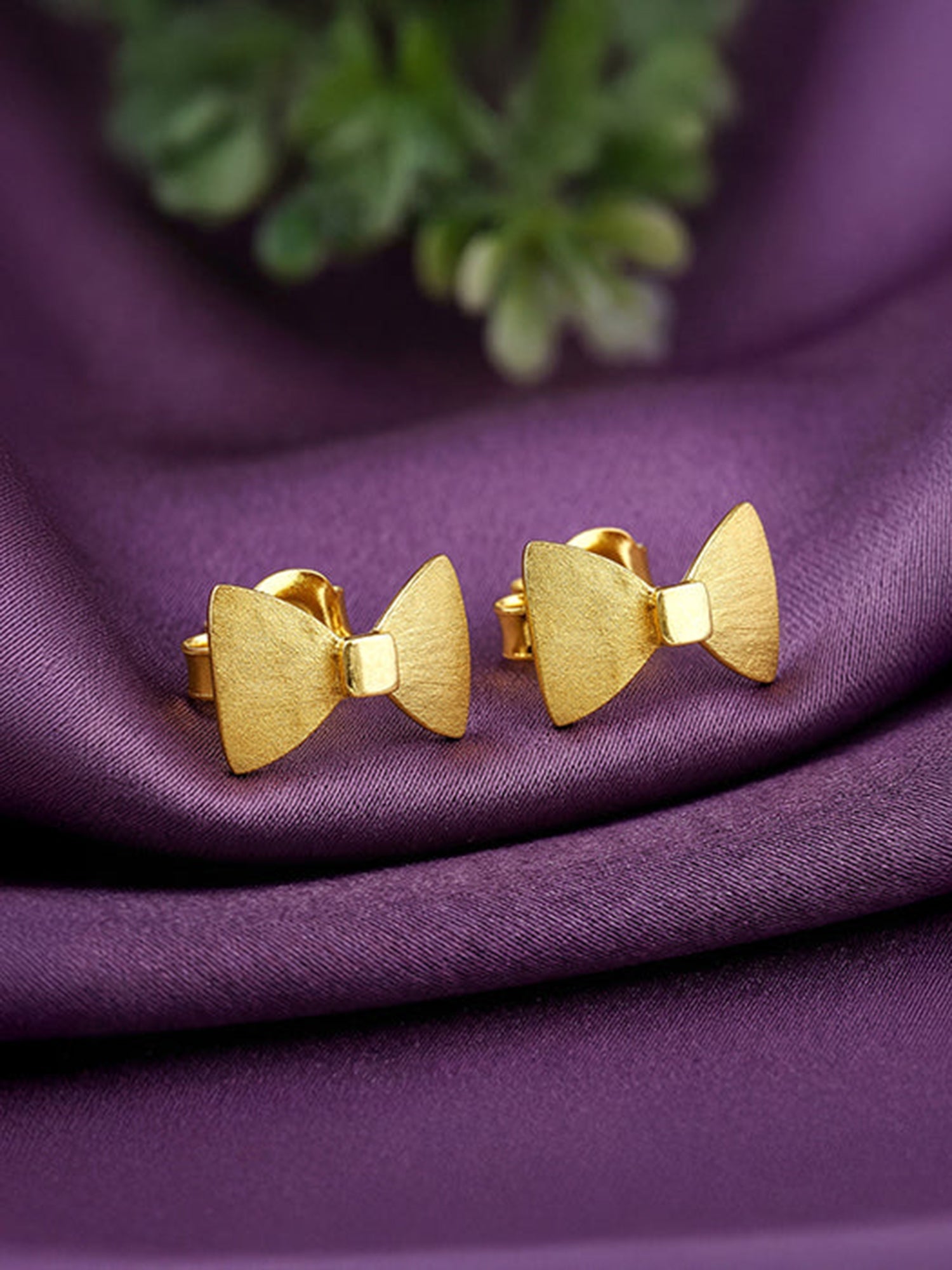 Golden Bow Love Stud Earrings