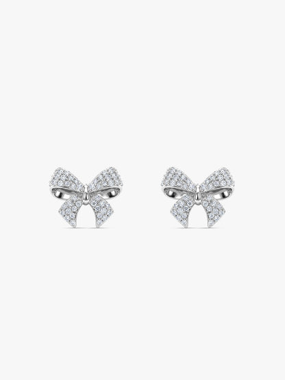 Silver Ribbon Bow Earrings