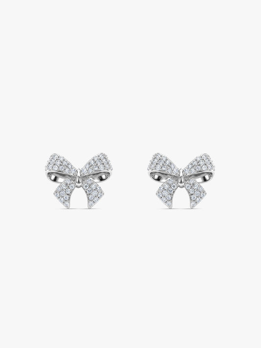 Silver Ribbon Bow Earrings