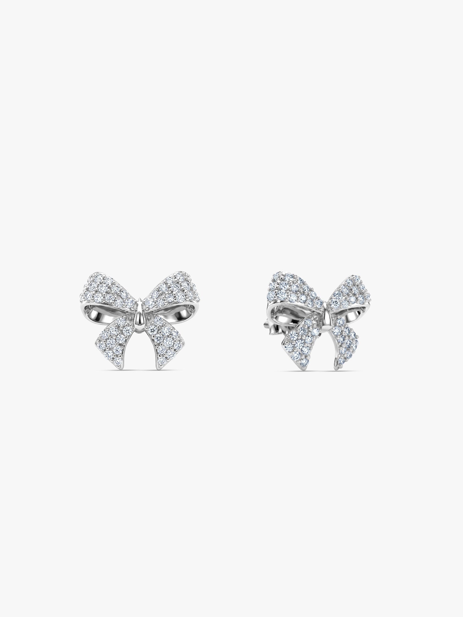 Silver Ribbon Bow Earrings