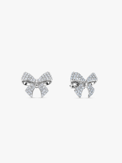Silver Ribbon Bow Earrings