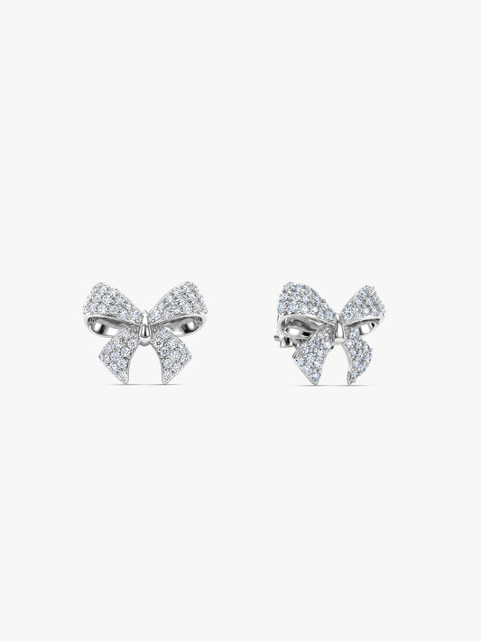 Silver Ribbon Bow Earrings
