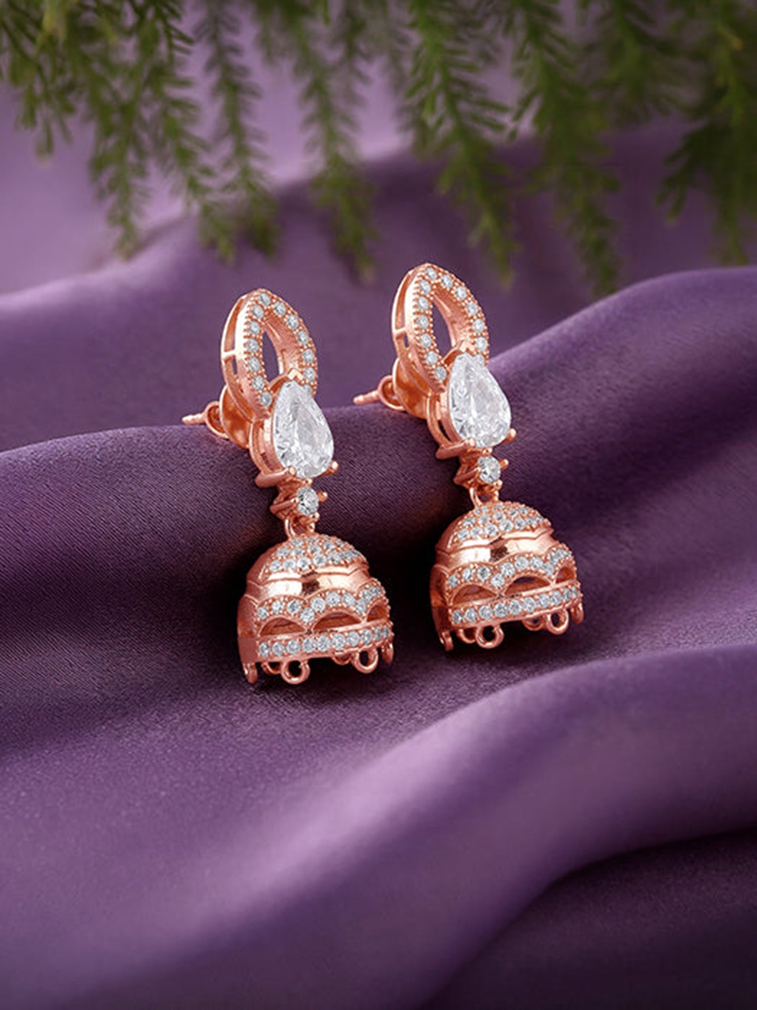 Rose Gold Varanasi Jhumki Earrings
