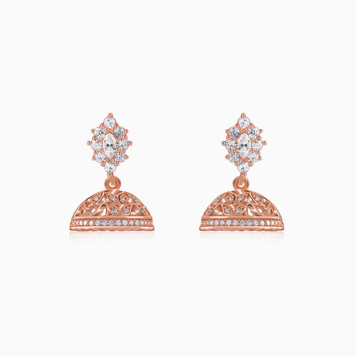 Rose gold Dwarka Jhumki Earrings 