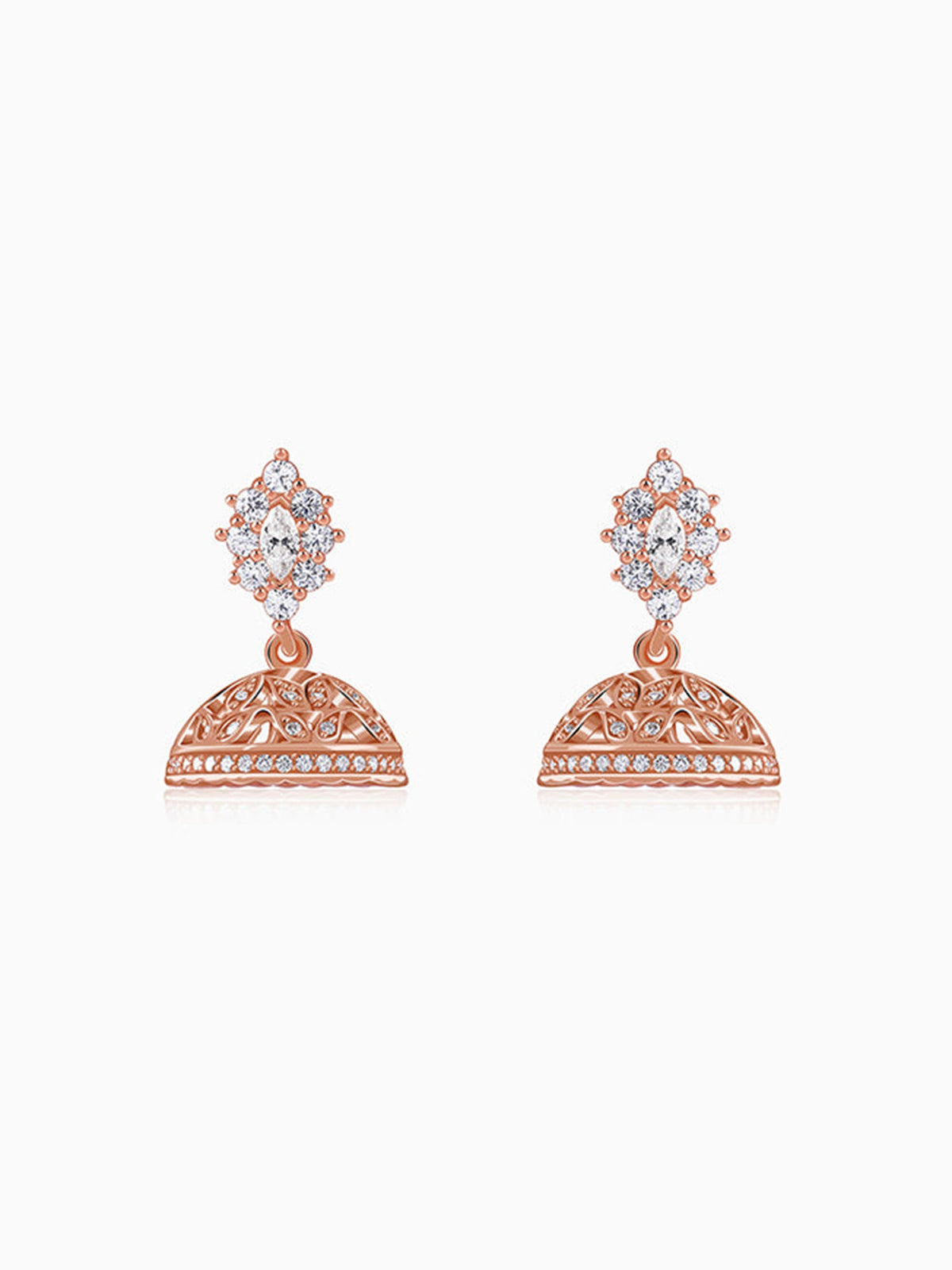 Rose Gold Dwarka Jhumki Earrings