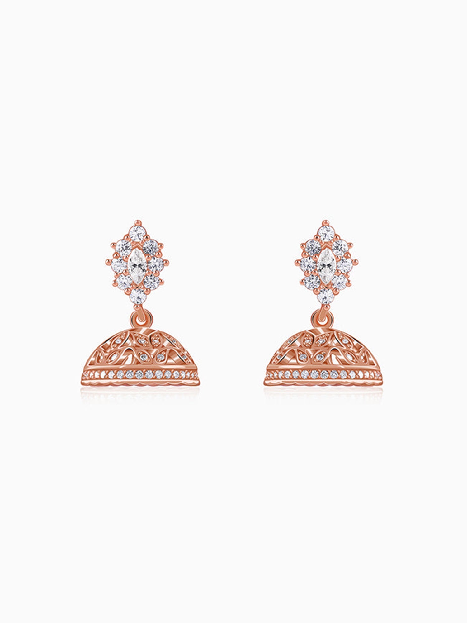 Rose Gold Dwarka Jhumki Earrings