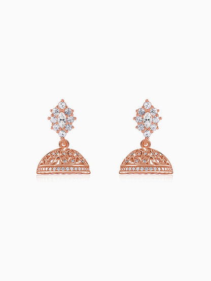 Rose Gold Dwarka Jhumki Earrings