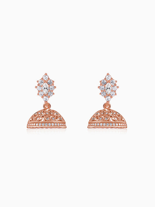 Rose Gold Dwarka Jhumki Earrings