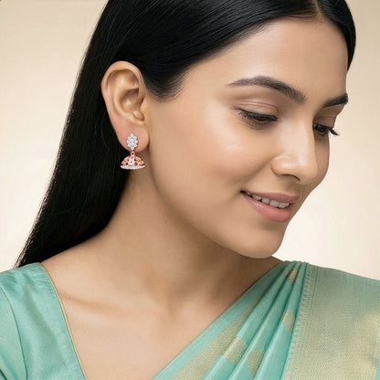 Rose Gold Dwarka Jhumki Earrings