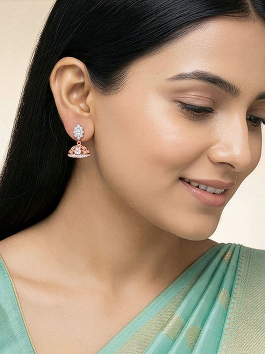 Rose Gold Dwarka Jhumki Earrings