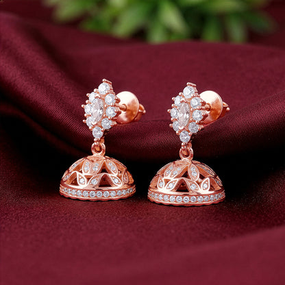 Rose Gold Dwarka Jhumki Earrings
