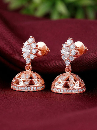 Rose Gold Dwarka Jhumki Earrings