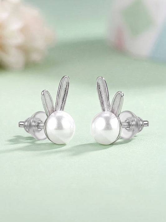 Silver Sharon Pearl Stud Earrings