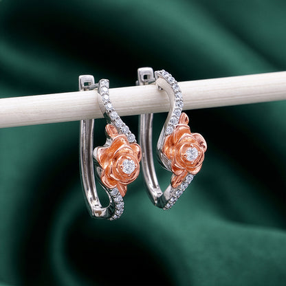 Dual Tone Ethereal Silver Hoop Earrings