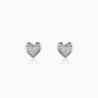 Silver Heart Glow Stud Earrings