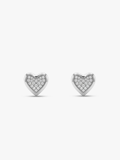 Silver Heart Glow Stud Earrings