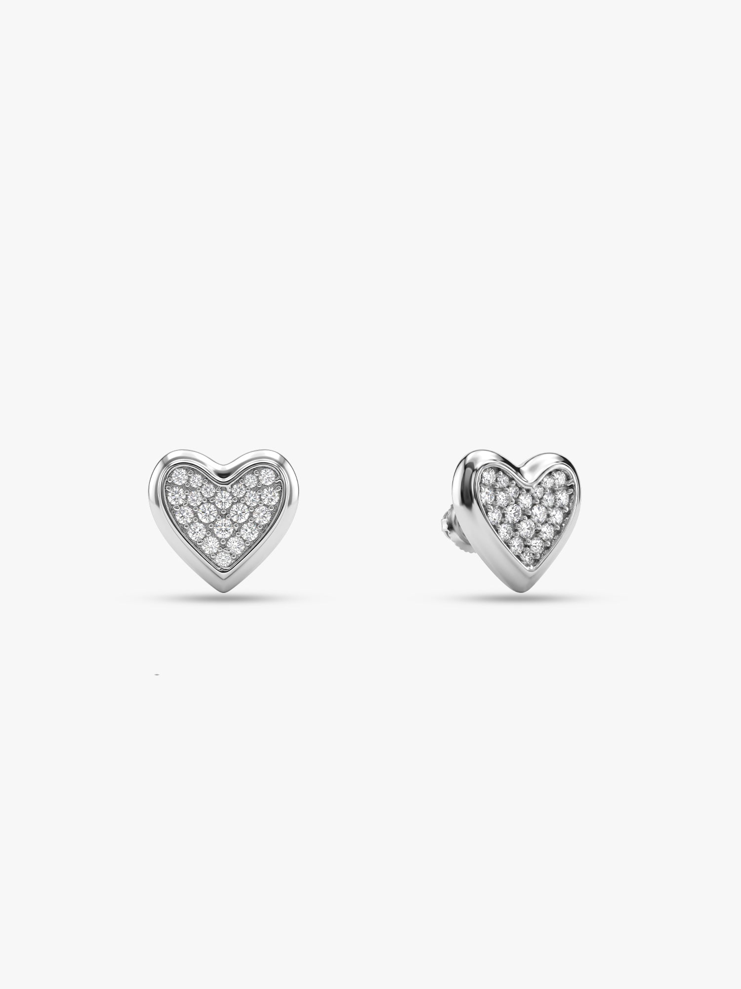 Silver Heart Glow Stud Earrings