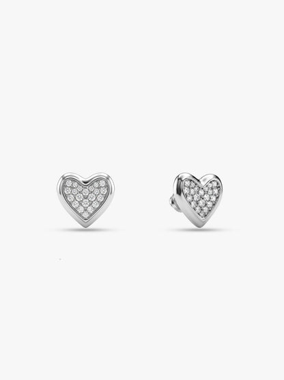 Silver Heart Glow Stud Earrings