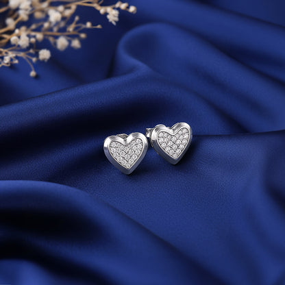 Silver Heart Glow Stud Earrings