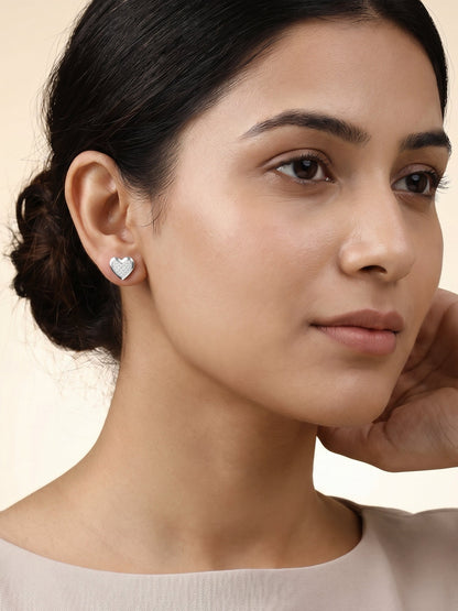 Silver Heart Glow Stud Earrings
