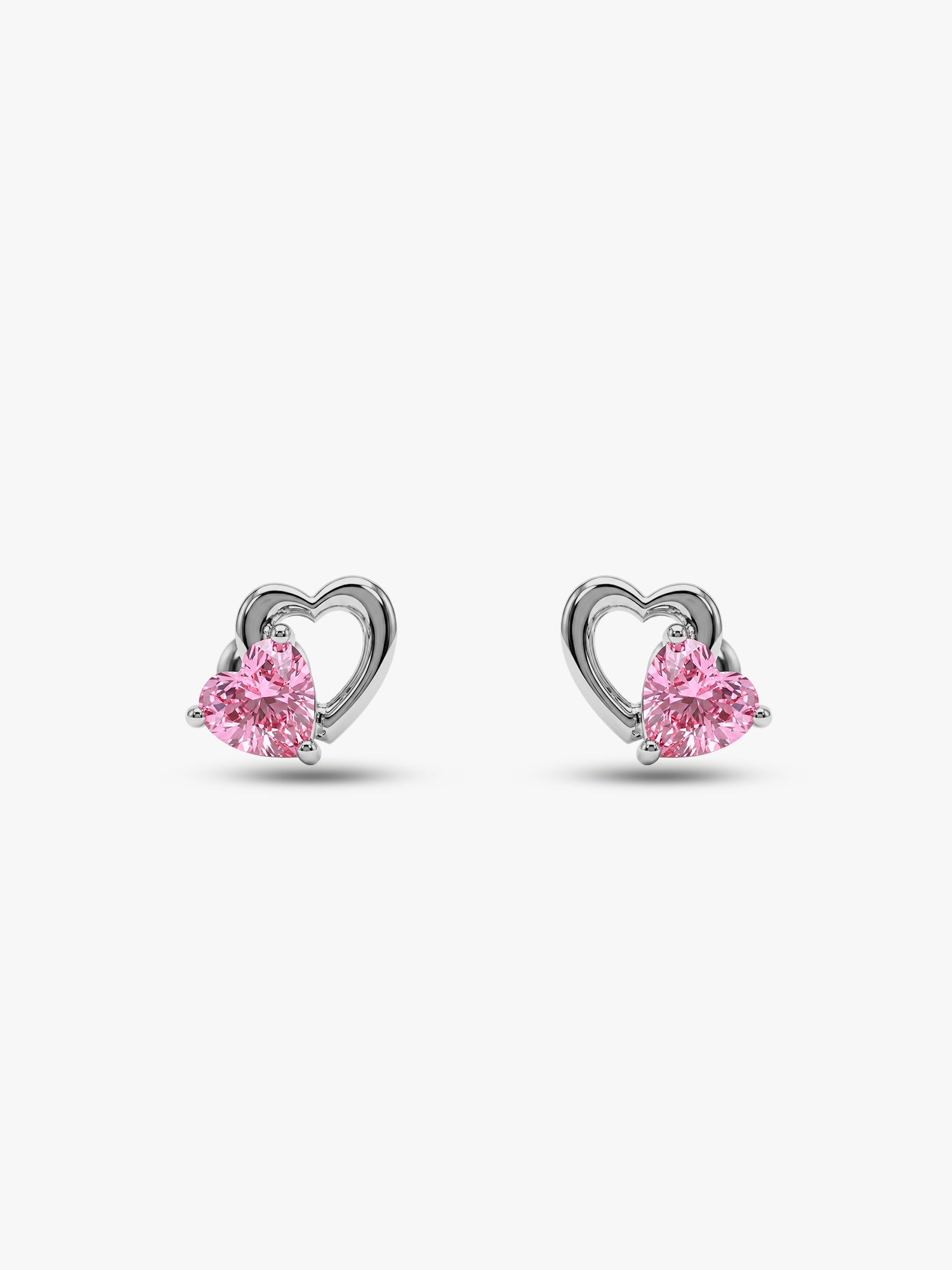 Silver Duo Heartbeats Stud Earrings