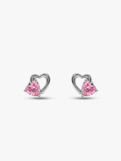 Silver Duo Heartbeats Stud Earrings