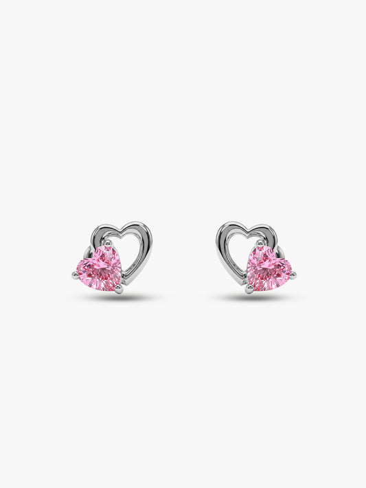 Silver Duo Heartbeats Stud Earrings