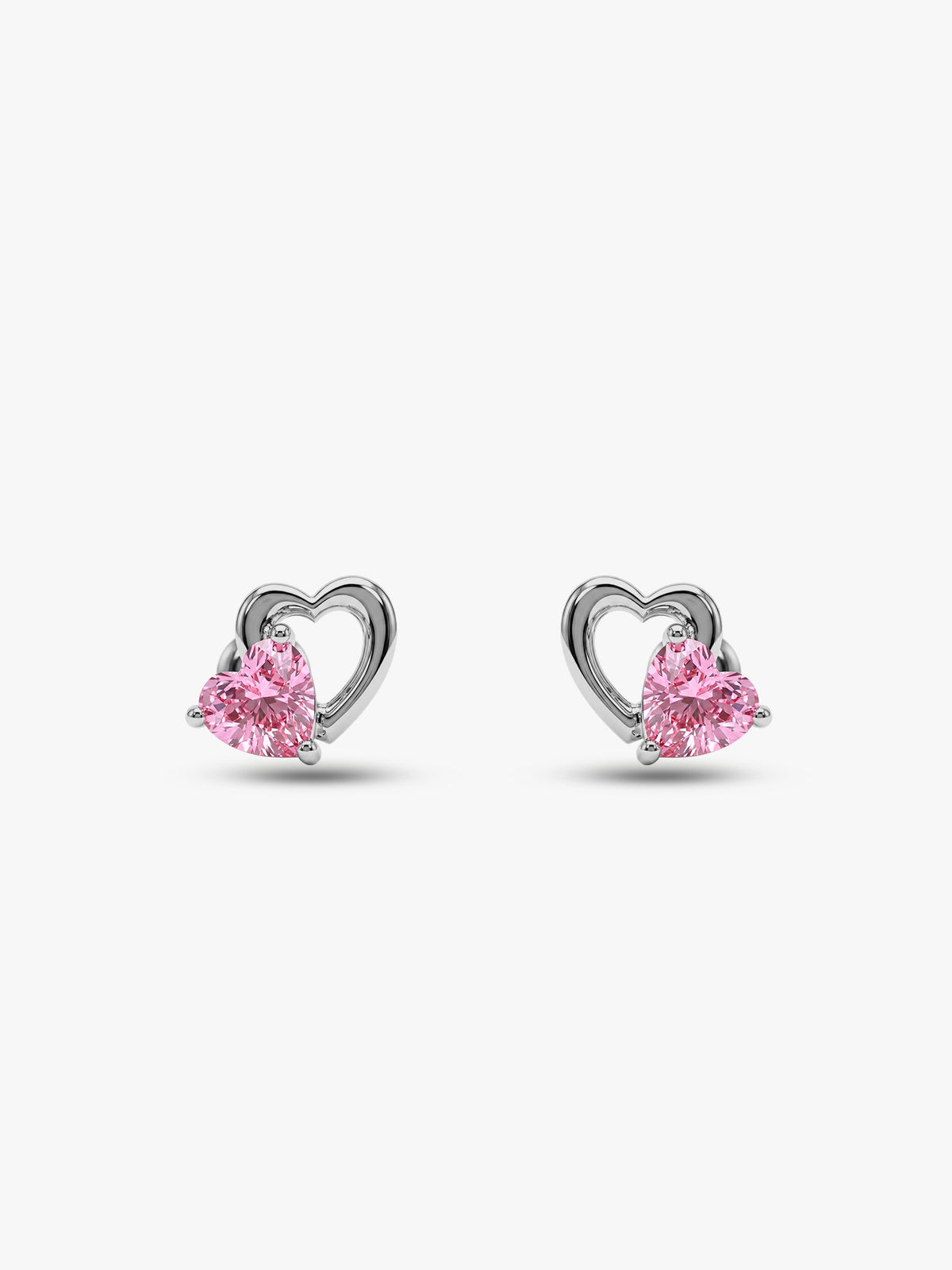 Silver Duo Heartbeats Stud Earrings