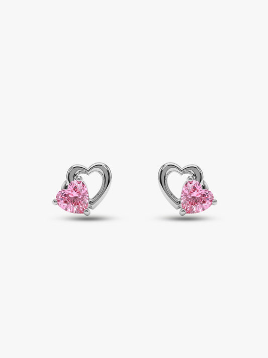 Silver Duo Heartbeats Stud Earrings