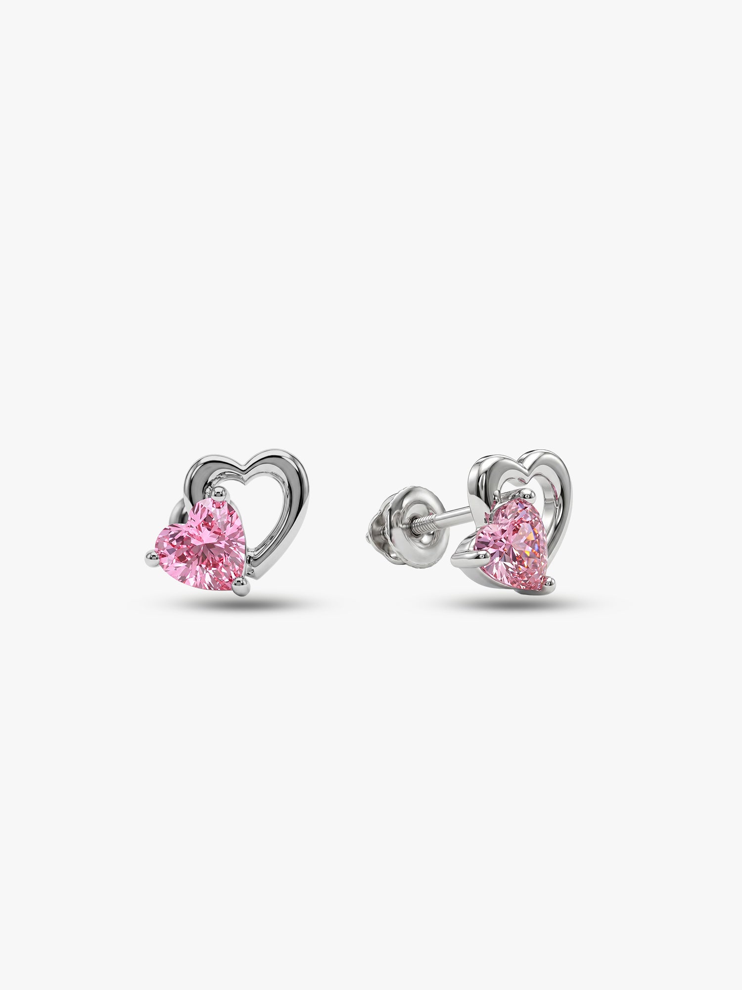 Silver Duo Heartbeats Stud Earrings