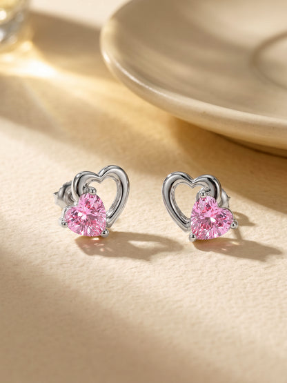 Silver Duo Heartbeats Stud Earrings