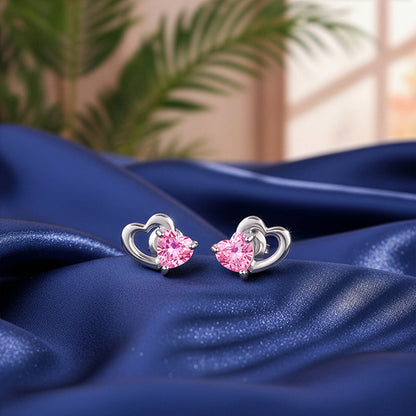 Silver Duo Heartbeats Stud Earrings