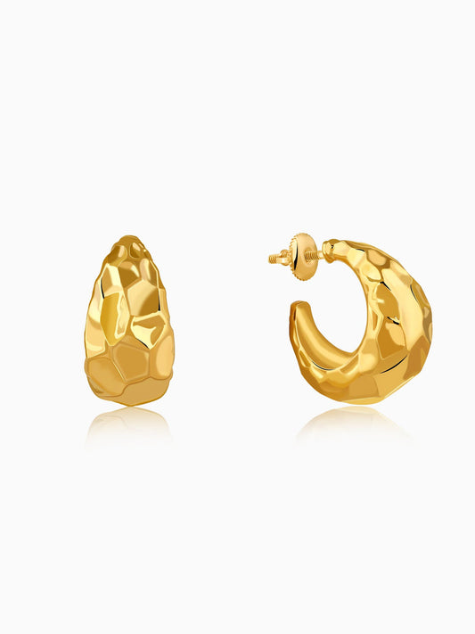 Golden Moonlit Crescents Hoop Earrings