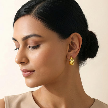 Golden Moonlit Crescents Hoop Earrings