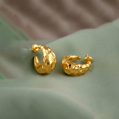 Golden Moonlit Crescents Hoop Earrings