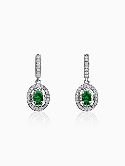 Silver Forest Green Drop Earrings