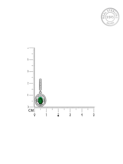 Silver Forest Green Drop Earrings