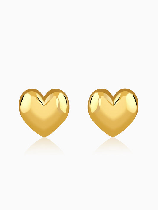 Golden Puffy Heart Studs