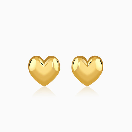 Golden Puffy Heart Studs
