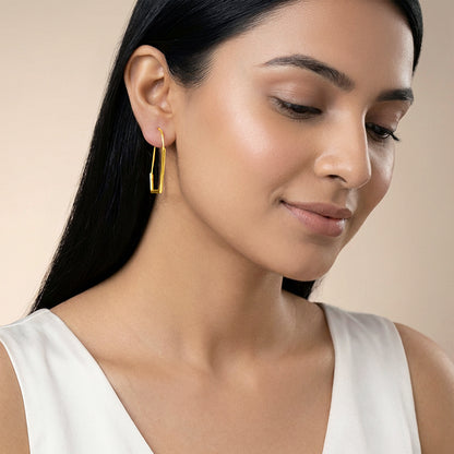 Golden Abstract Hoop Earrings